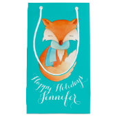 かわいい孤の包まれたな芸術はクリスマスのギフトバッグを示しました スモールペーパーバッグ (正面)