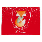 かわいい孤の包まれたな芸術はクリスマスのギフトバッグを示しました ラージペーパーバッグ (正面)