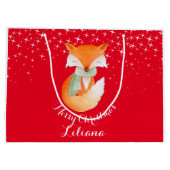 かわいい孤の包まれたな芸術はクリスマスのギフトバッグを示しました ラージペーパーバッグ (裏面)