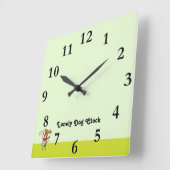 かわいい孤独な犬の時計！ スクエア壁時計 (傾斜)