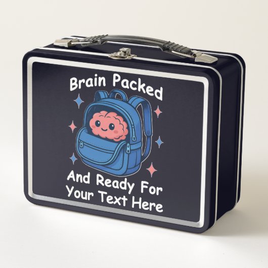 かわいい学校に戻るカスタマイズ可能な「Brain Ready」 メタルランチボックス (正面)