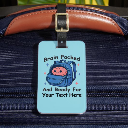 かわいい学校に戻るカスタマイズ可能な「Brain Ready」 ラゲッジタグ (正面インサイチュ2)