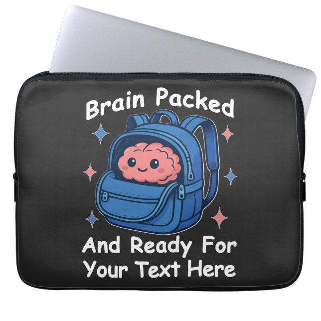 かわいい学校に戻るカスタマイズ可能な「Brain Ready」 ラップトップスリーブ (正面)