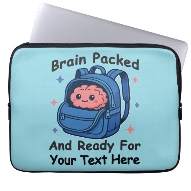 かわいい学校に戻るカスタマイズ可能な「Brain Ready」 ラップトップスリーブ (正面)
