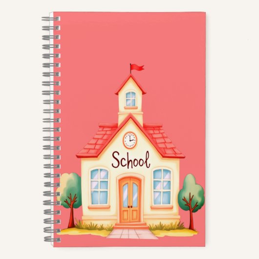 かわいい学校のイラストが入った子供用ノートブック ノートブック (正面)