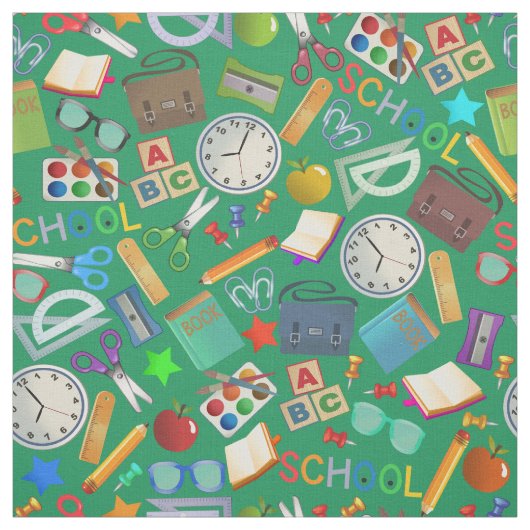 かわいい学校のタイル模様 ファブリック (見本)