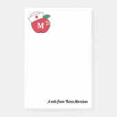 かわいい学校のナースアップルモノグラムAノート ポストイット (正面)