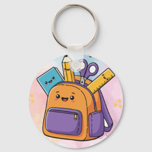 かわいい学校のリュックサックと文房具 キーホルダー