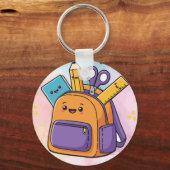 かわいい学校のリュックサックと文房具 キーホルダー (裏面)