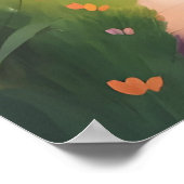 かわいい学校の子供たちガーデンイラストレーションAIアート ポスター (角)