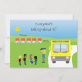 かわいい学校の子供及びバス誕生会 招待状 (正面)