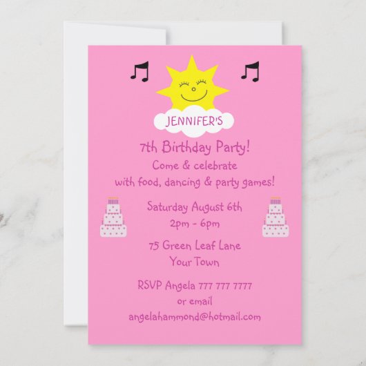 かわいい学校の子供及びバス誕生会 招待状 (裏面)