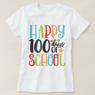 かわいい学校の日100人おめでとうカラフル Tシャツ