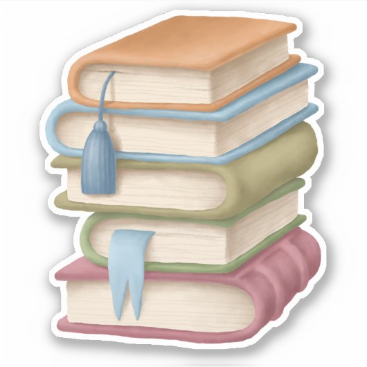 かわいい学校の本の楽しい読書のビニールステッカー シール (正面)