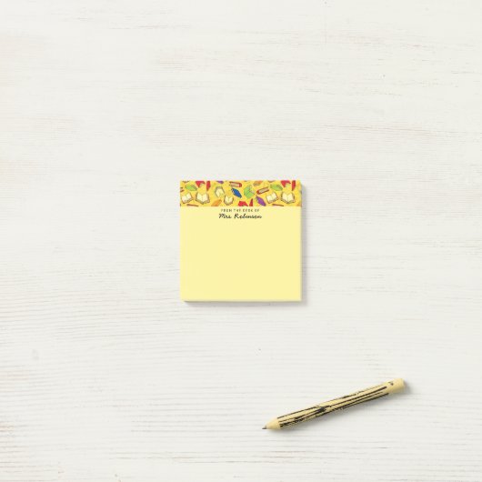 かわいい学校の本先生デスクイエロ3 x 3 ポストイット (デスク上)