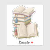 かわいい学校の本読おもしろいのビニール貼り シール (シート)