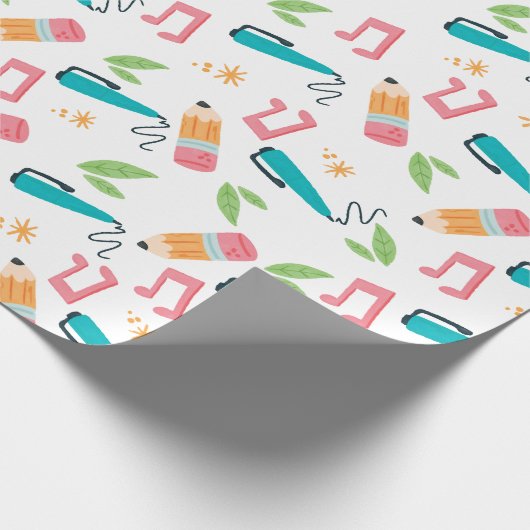 かわいい学校の用品 ラッピングペーパー (角)
