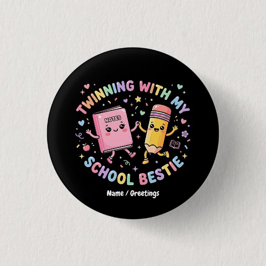 かわいい学校の親友とおそろい フレンドシップ 缶バッジ (正面)