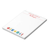 かわいい学校アイコンのオーダーメイド教師用メモ帳 ノートパッド (回転)