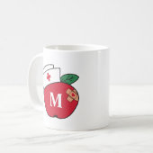 かわいい学校ナースアップルモノグラム コーヒーマグカップ (正面左)