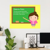 かわいい学校先生教室ルールポスター ポスター (ホームオフィス)