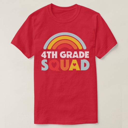 かわいい学校先生4年生スクワッドレトロライ Tシャツ (デザイン正面)