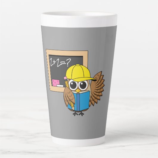 かわいい学校生梟のアニメ カフェラテマグ (正面)