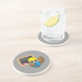 かわいい学校生梟のアニメ コースター (側面)