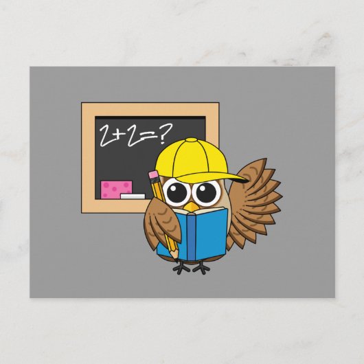 かわいい学校生梟のアニメ シーズンポストカード (正面)