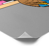 かわいい学校生梟のアニメ ポスター (角)