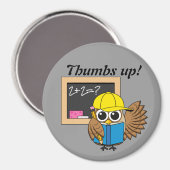 かわいい学校生梟のアニメ |追加文字 マグネット (正面/裏面)