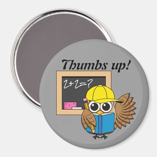 かわいい学校生梟のアニメ |追加文字 マグネット (正面/裏面)