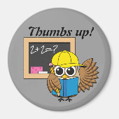 かわいい学校生梟のアニメ |追加文字 マグネット (正面)