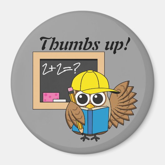 かわいい学校生梟のアニメ |追加文字 マグネット (正面)