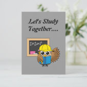 かわいい学校生梟のアニメ |追加文字 招待状 (スタンド正面)