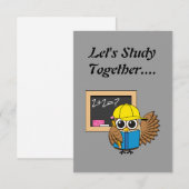 かわいい学校生梟のアニメ |追加文字 招待状 (正面/裏面)