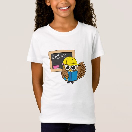 かわいい学校生梟のアニメ Tシャツ (正面)