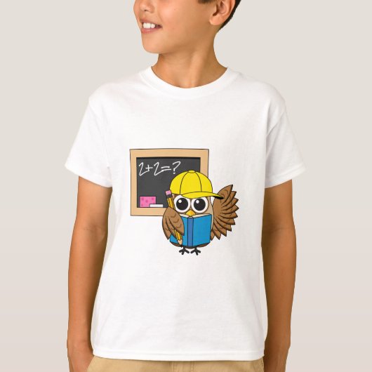 かわいい学校生梟のアニメ Tシャツ (正面)