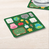 かわいい学校用品 バックトゥスクール スクエアペーパーコースター (アングル)
