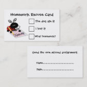 かわいい学生の宿題の弁解カード コーリングカード (正面/裏面)