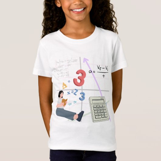 かわいい学生の数学の勉強のイラスト" Tシャツ (正面)