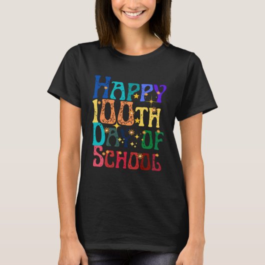かわいい学生キッズ先生Groovy Happy 100th Day Tシャツ (正面)