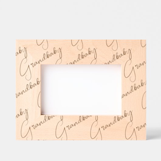 かわいい孫の写真 ウッドフレーム 6x4" 横向き レーザー彫刻フレーム (正面)