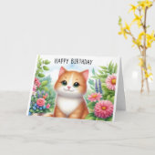 かわいい孫娘ねこ＆お花のグリーティングカード カード (黄色い花)