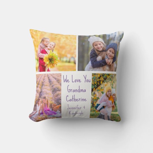 かわいい孫娘の写真カスタムおばあちゃんプレゼント クッション (正面)