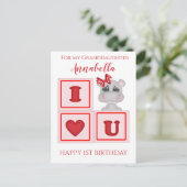 かわいい孫娘の1歳の誕生日　ヒポポタマス　愛してる ポストカード (スタンド正面)