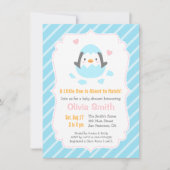 かわいい孵化したばかりのペンギンベビーシャワー招待状 招待状 (正面)