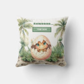 かわいい孵化すぐベビー恐竜のパーソナライズされた贈り物 クッション (裏面)