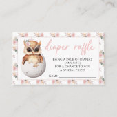 かわいい孵化フクロウフローラ赤ちゃんシャワーおむつラッフル エンクロージャーカード (正面)