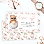 かわいい孵化フクロウフローラ赤ちゃんシャワーおむつラッフル エンクロージャーカード